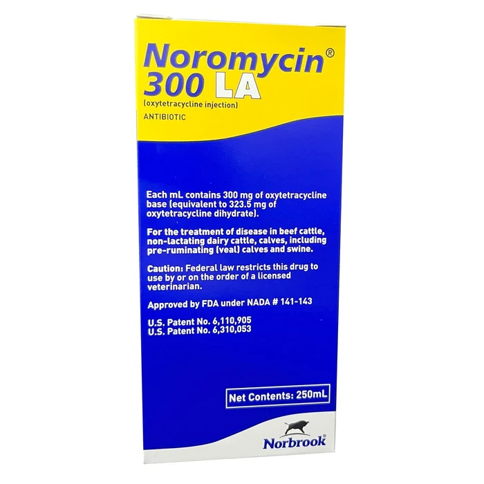 Rx Noromycin 300 LA (oxytetracycline) Antibiotic Injection for Cattle & Swine
